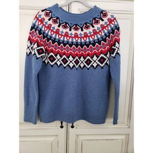 Chaps Fairisle Sweater Andrea Sweater‎ blue  Sz Small